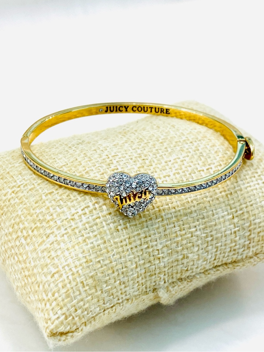 Juicy Couture Gold-Tone Heart Crystal Bangle